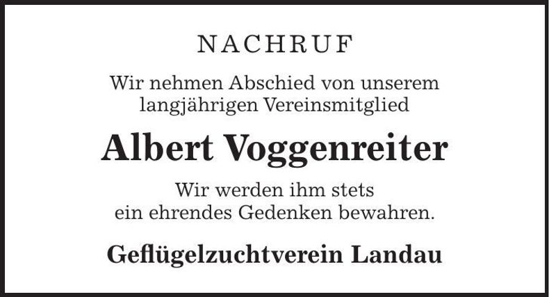 Traueranzeige Albert Voggenreiter