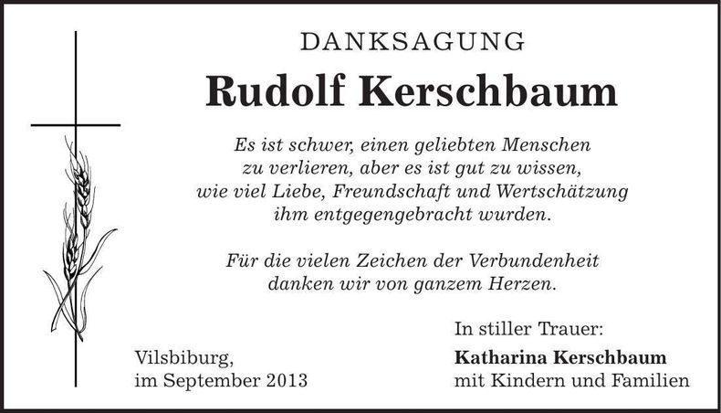 Traueranzeige Rudolf Kerschbaum