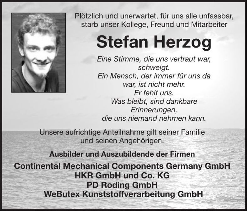 Traueranzeige Stefan Herzog