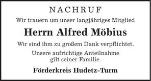 Traueranzeige Alfred Möbius