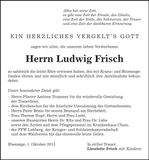 Traueranzeige Ludwig Frisch