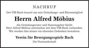 Traueranzeige Alfred Möbius
