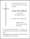 Traueranzeige Ilse Bloch
