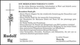Traueranzeige Rudolf Ilg