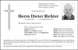 Traueranzeige Dieter Richter