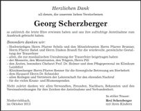 Traueranzeige Georg Scherzberger