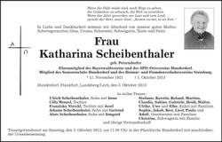Traueranzeige Katharina Scheibenthaler