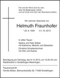 Traueranzeige Helmuth Fraunhofer