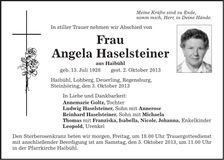 Traueranzeige Angela Haselsteiner