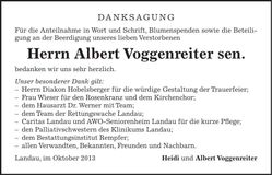 Traueranzeige Albert Voggenreiter