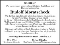 Traueranzeige Rudolf Moratscheck