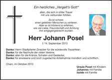 Traueranzeige Dipl.Ing. Johann Posel