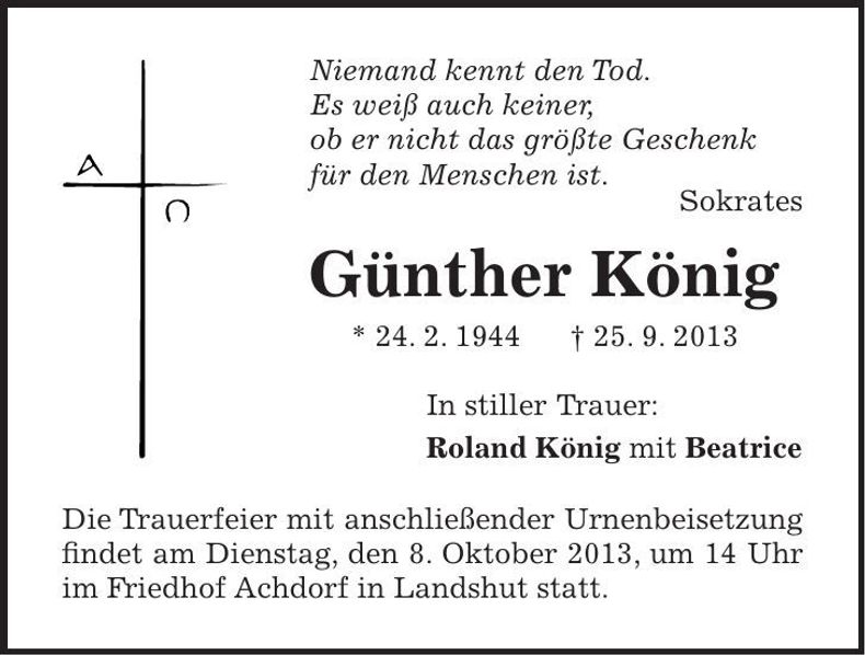 Traueranzeige Günther König
