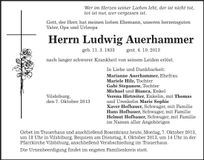 Traueranzeige Ludwig Auerhammer