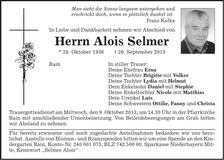 Traueranzeige Alois Selmer
