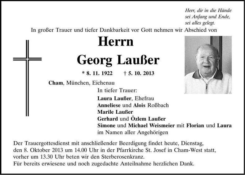 Traueranzeige Georg Laußer
