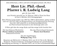 Traueranzeige Ludwig Lang