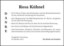 Traueranzeige Rosa Kühnel