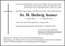 Traueranzeige Hedwig Ammer