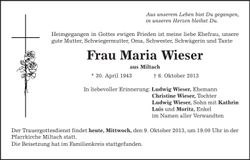 Traueranzeige Maria Wieser