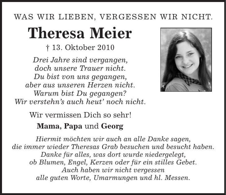 Traueranzeige Theresa Meier