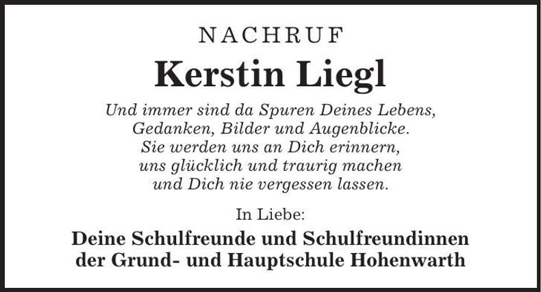 Traueranzeige Kerstin Liegl