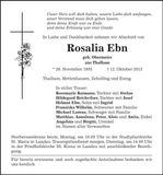 Traueranzeige Rosalia Ebn