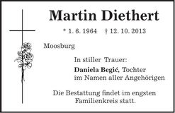 Traueranzeige Martin Diethert