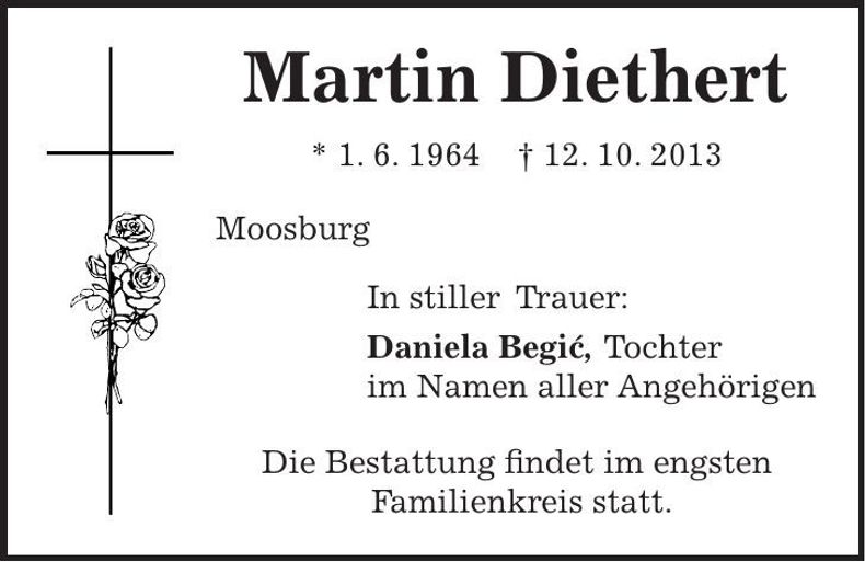 Traueranzeige Martin Diethert
