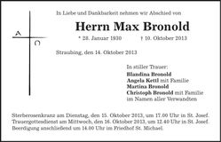 Traueranzeige Max Bronold