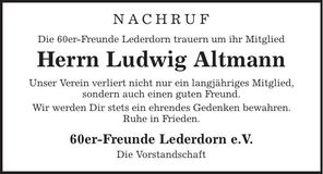 Traueranzeige Ludwig Altmann