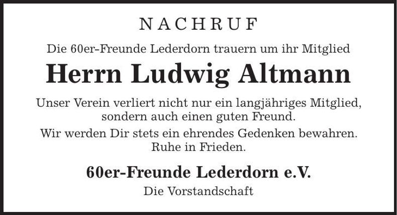 Traueranzeige Ludwig Altmann