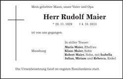 Traueranzeige Rudolf Maier
