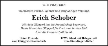 Traueranzeige Erich Schober