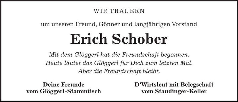 Traueranzeige Erich Schober