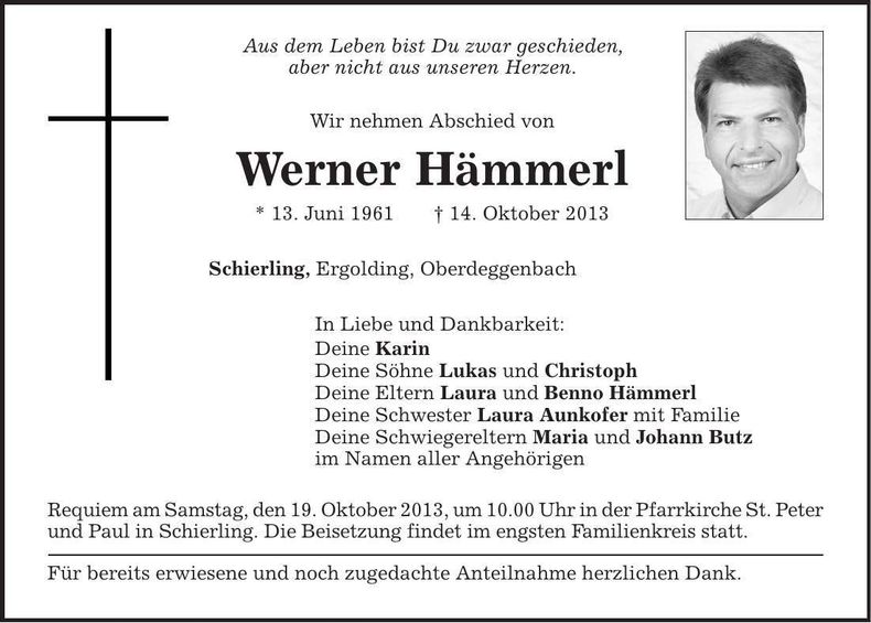 Traueranzeige Werner Hämmerl