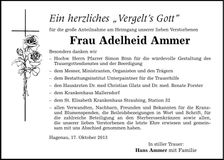 Traueranzeige Adelheid Ammer