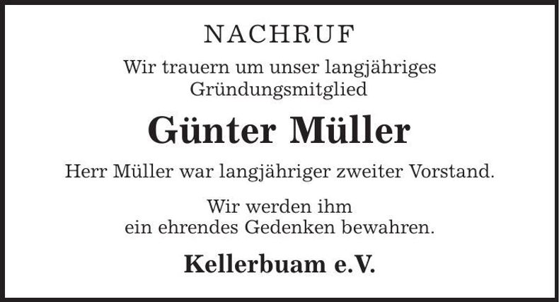 Traueranzeige Günter Müller