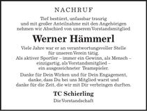 Traueranzeige Werner Hämmerl