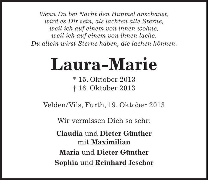 Traueranzeige Laura-Marie Laura-Marie