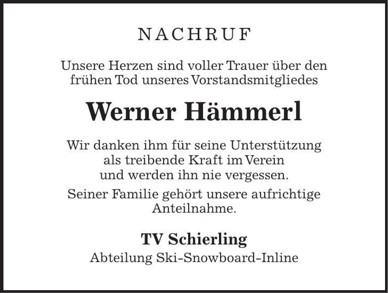 Traueranzeige Werner Hämmerl