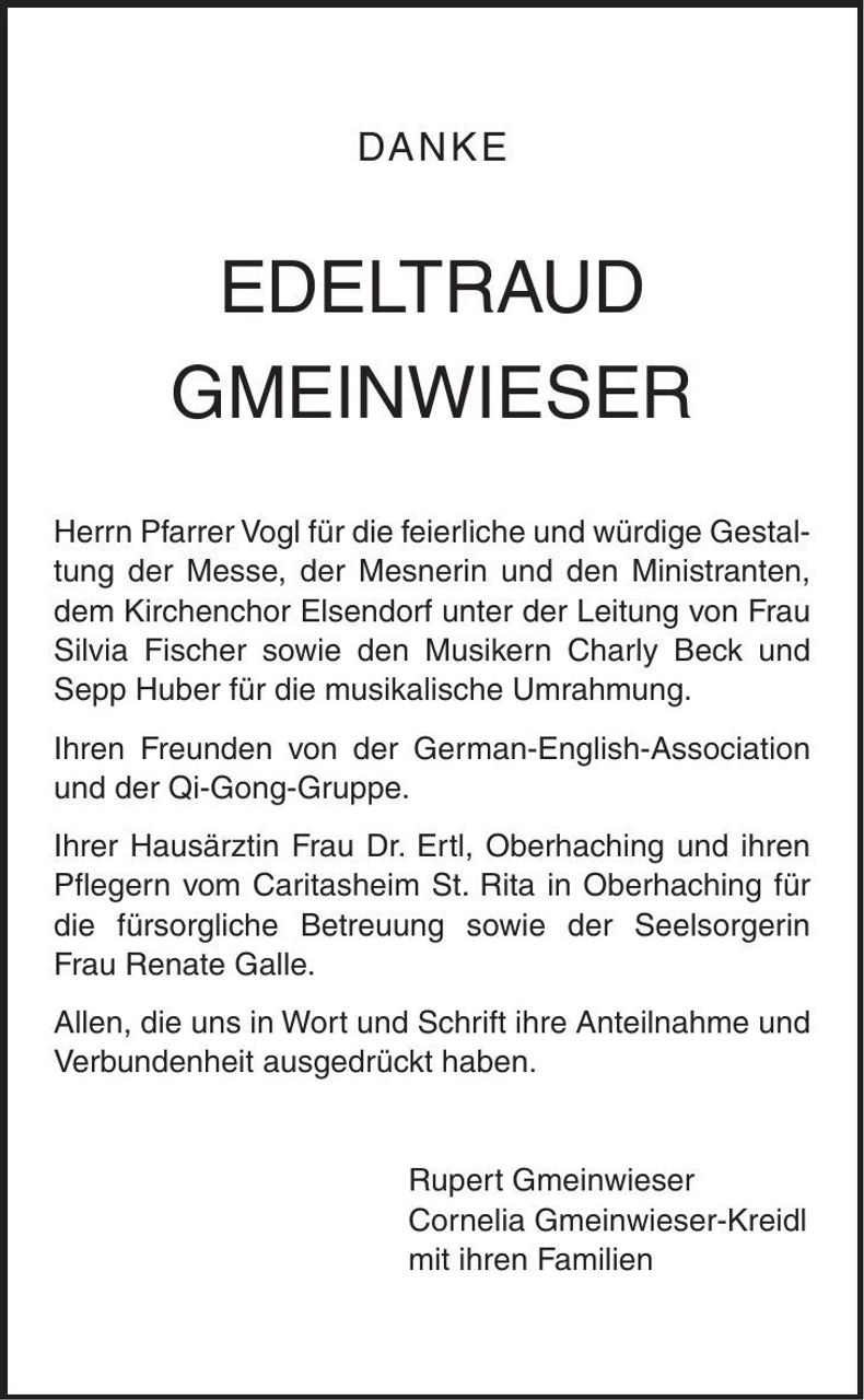 Traueranzeige Edeltraud Gmeinwieser