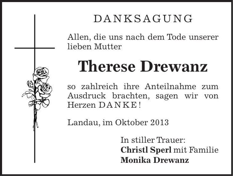 Traueranzeige Therese Drewanz