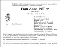 Traueranzeige Anna Priller