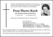 Traueranzeige Theres Koch