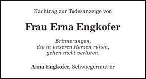 Traueranzeige Erna Engkofer