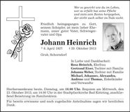 Traueranzeige Johann Heinrich