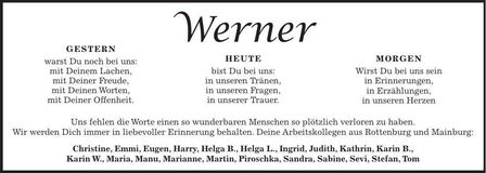Traueranzeige Werner Hämmerl