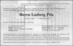 Traueranzeige Ludwig Pilz