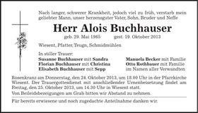 Traueranzeige Alois Buchhauser